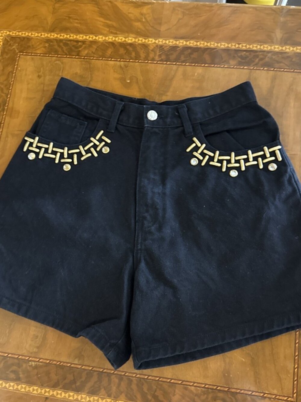 Vtg Classic Original Boom Boom Simon Persa Denim Embellished Jean Shorts 9/10